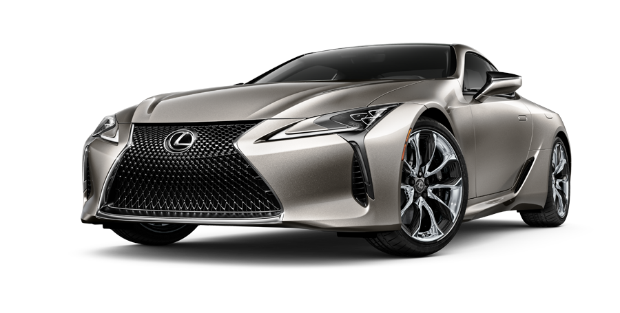 Exterior of the Lexus LC Hybrid shown in Atomic Silver on a coastal highway background | Lexus of Lehigh Valley in Allentown PA