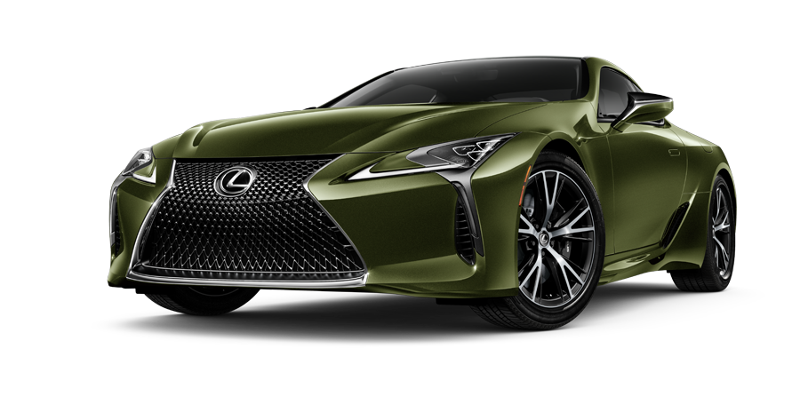 Exterior of the Lexus LC shown in Nori Green Pearl on a coastal highway background | Lexus of Lehigh Valley in Allentown PA